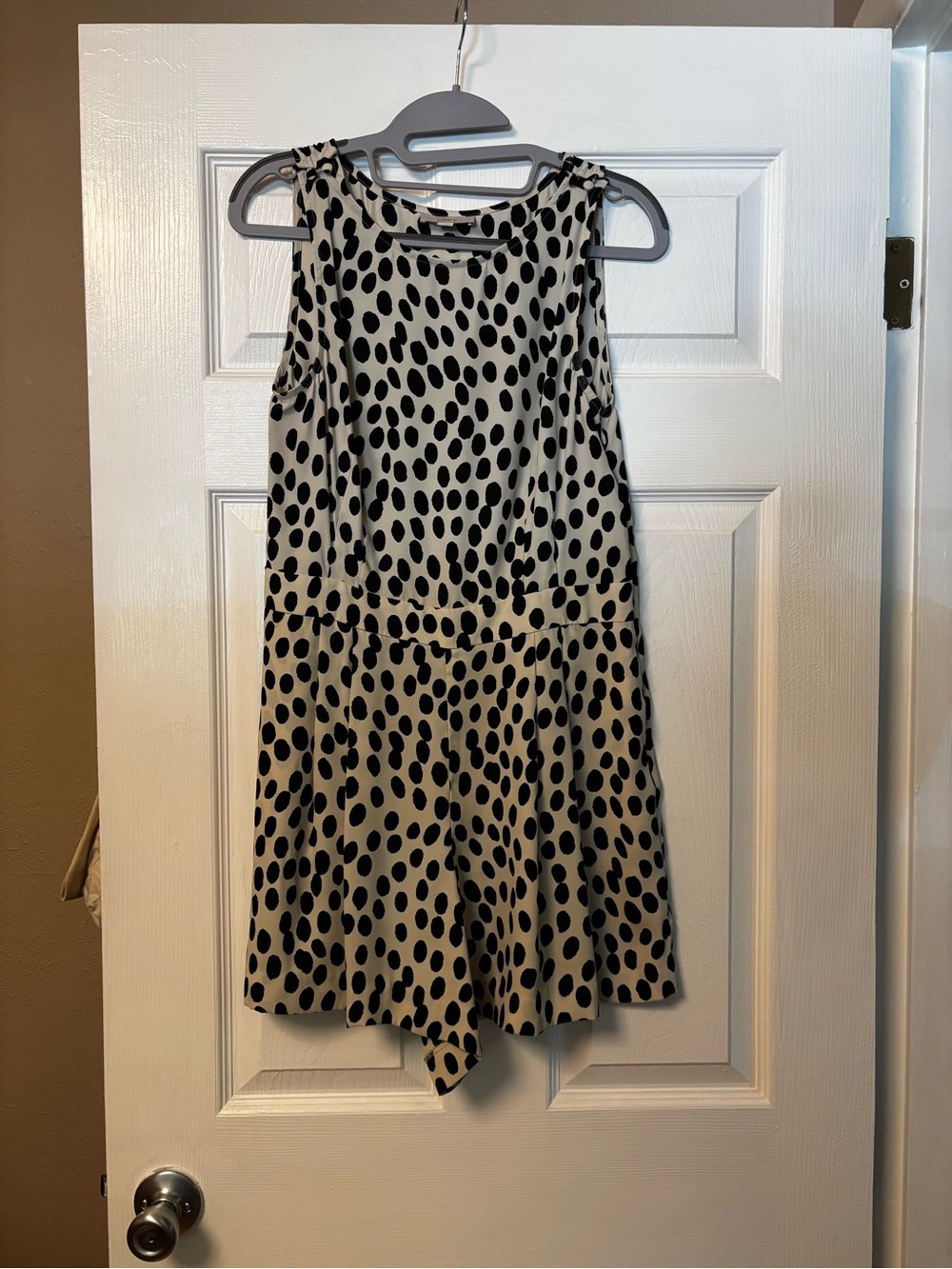 LOFT Cream and Black Polka Dot Romper